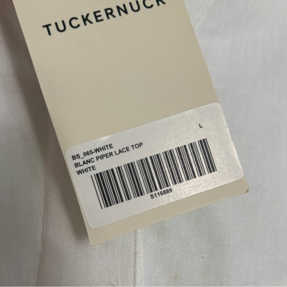 Tuckernuck White Lace Sleeve Women's Blouse - Picture 4 of 4